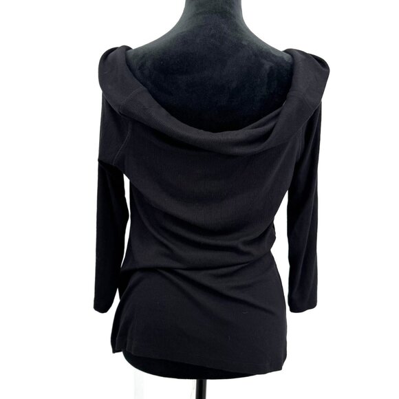 Saturday Sunday By Anthropologie Black‎ Ribbed Top Womens L 3/4 Sleeves Relaxed - Picture 6 of 7